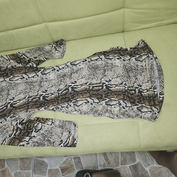 Snake Print Bodycon Dress – Brown & Tan Animal Print – Sexy Ruched Mini Dress - Picture 6 of 8
